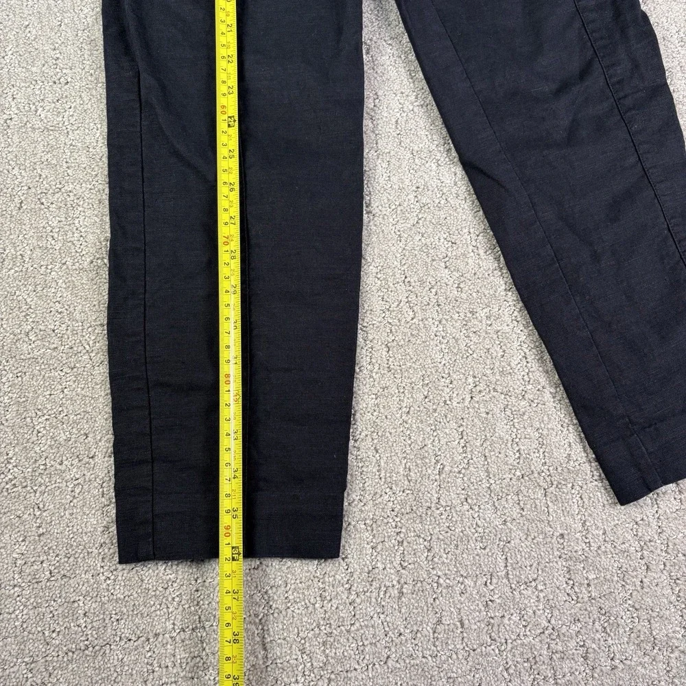 Aritzia Wilfred Paperbag Waist Pants Size 0 Black Cotton Linen Blend Cropped Tie